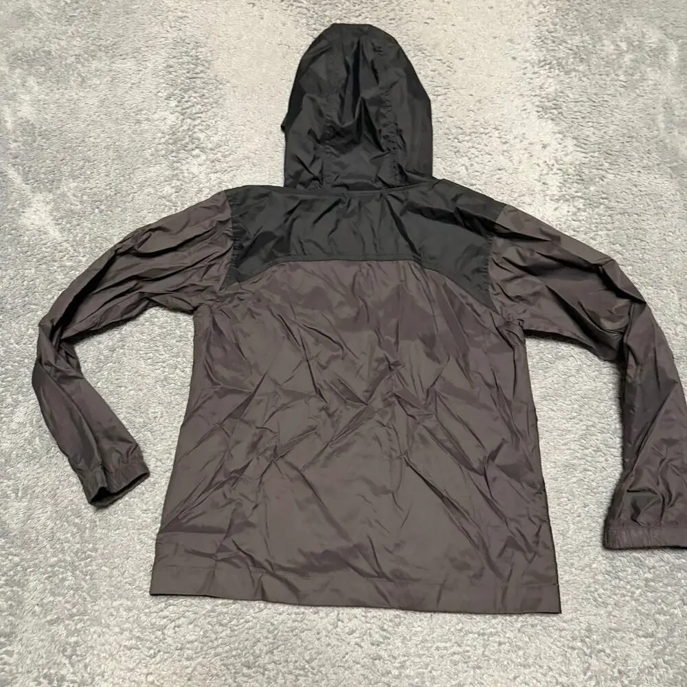 Columbia Rain Jacket Kids Youth Small 8 Black Gray Nylon Hooded Coat